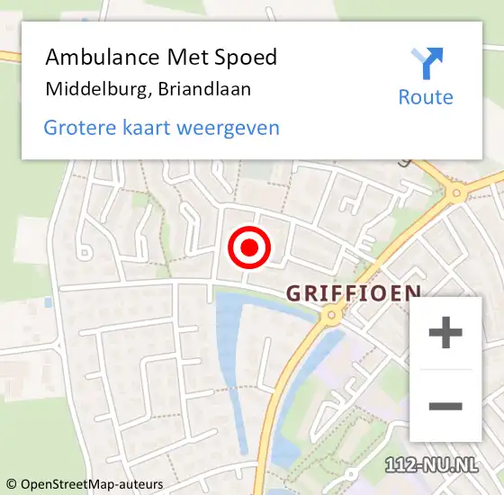 Locatie op kaart van de 112 melding: Ambulance Met Spoed Naar Middelburg, Briandlaan op 23 maart 2018 13:16