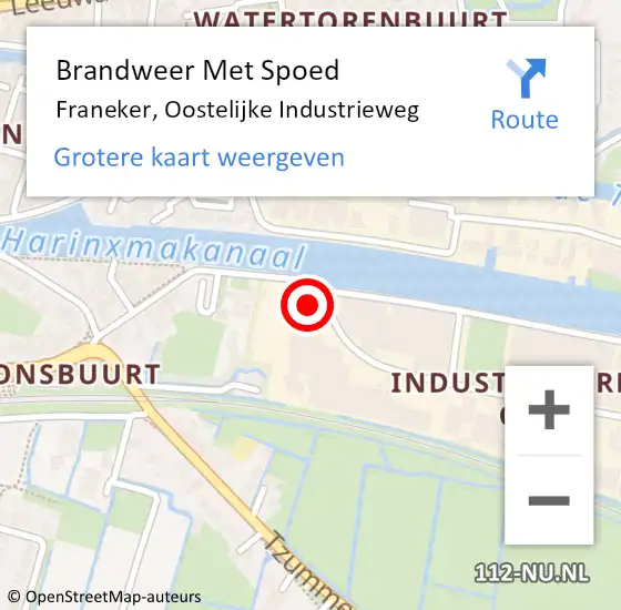 Locatie op kaart van de 112 melding: Brandweer Met Spoed Naar Franeker, Oostelijke Industrieweg op 23 maart 2018 13:58