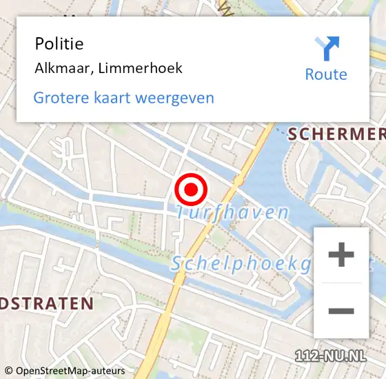 Locatie op kaart van de 112 melding: Politie Alkmaar, Limmerhoek op 23 maart 2018 13:58