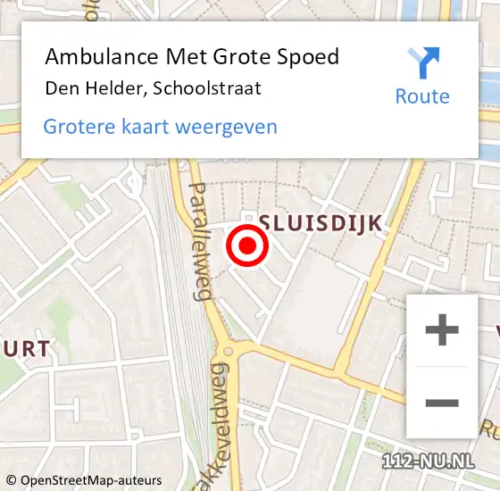 Locatie op kaart van de 112 melding: Ambulance Met Grote Spoed Naar Den Helder, Schoolstraat op 23 maart 2018 14:12