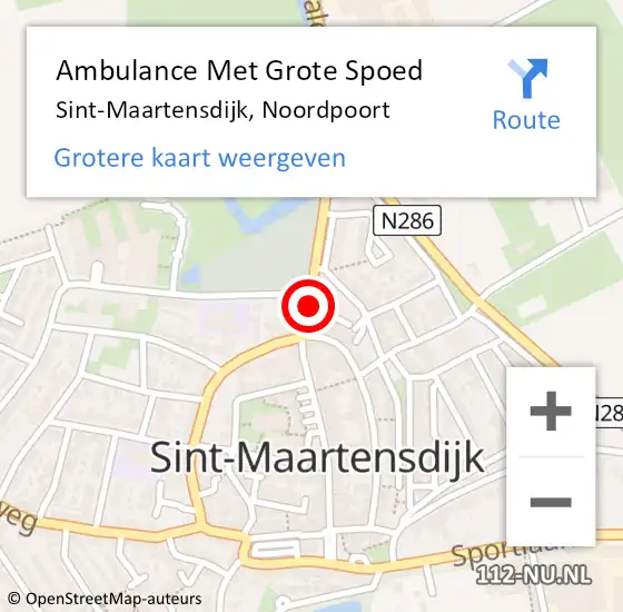 Locatie op kaart van de 112 melding: Ambulance Met Grote Spoed Naar Sint-Maartensdijk, Noordpoort op 23 maart 2018 14:41