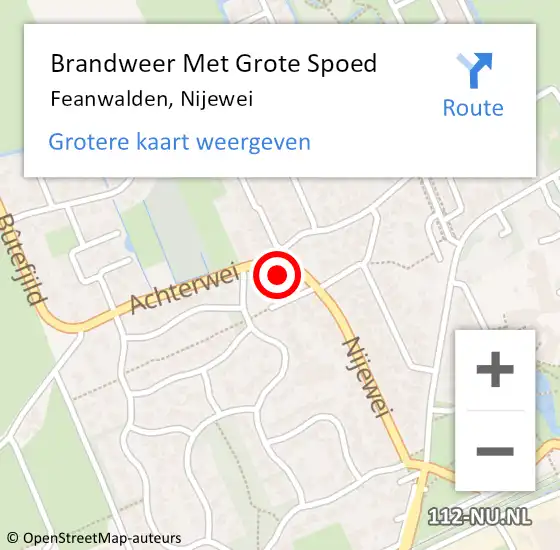 Locatie op kaart van de 112 melding: Brandweer Met Grote Spoed Naar Feanwalden, Nijewei op 20 februari 2014 02:05