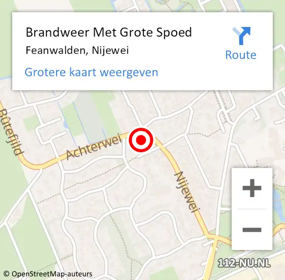 Locatie op kaart van de 112 melding: Brandweer Met Grote Spoed Naar Feanwalden, Nijewei op 20 februari 2014 02:08