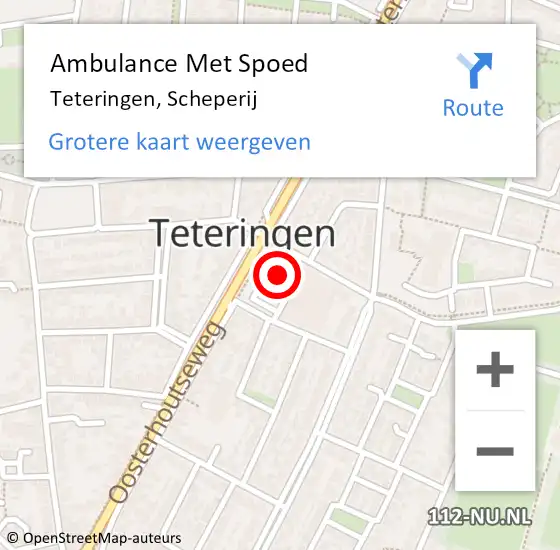 Locatie op kaart van de 112 melding: Ambulance Met Spoed Naar Teteringen, Scheperij op 23 maart 2018 15:06