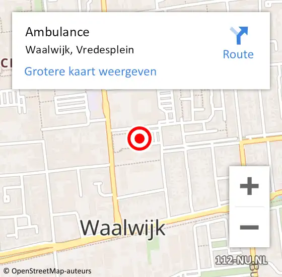 Locatie op kaart van de 112 melding: Ambulance Waalwijk, Vredesplein op 23 maart 2018 15:28