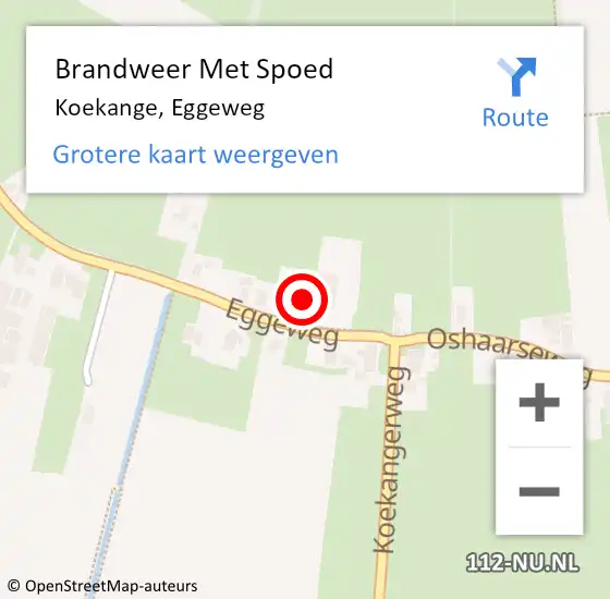 Locatie op kaart van de 112 melding: Brandweer Met Spoed Naar Koekange, Eggeweg op 23 september 2013 07:15