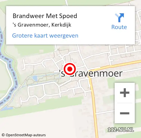 Locatie op kaart van de 112 melding: Brandweer Met Spoed Naar 's Gravenmoer, Kerkdijk op 23 maart 2018 16:08