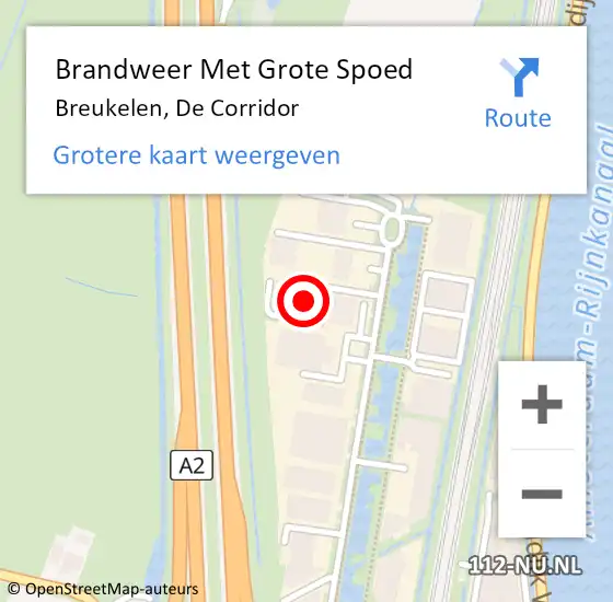 Locatie op kaart van de 112 melding: Brandweer Met Grote Spoed Naar Breukelen, De Corridor op 23 maart 2018 16:16