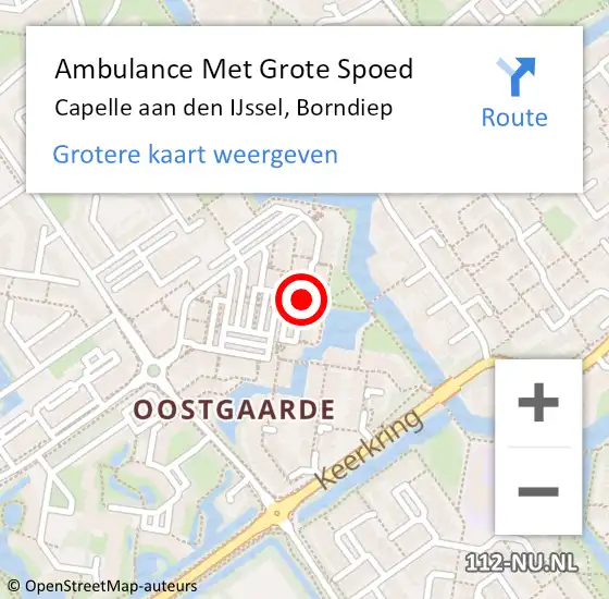 Locatie op kaart van de 112 melding: Ambulance Met Grote Spoed Naar Capelle aan den IJssel, Borndiep op 23 maart 2018 16:33