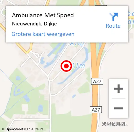 Locatie op kaart van de 112 melding: Ambulance Met Spoed Naar Nieuwendijk, Dijkje op 23 maart 2018 16:41