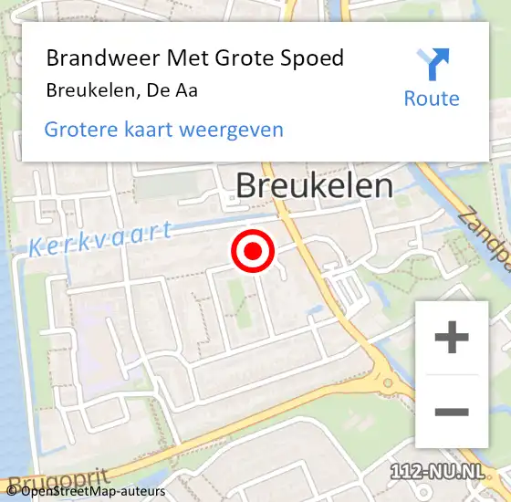 Locatie op kaart van de 112 melding: Brandweer Met Grote Spoed Naar Breukelen, De Aa op 23 maart 2018 17:33