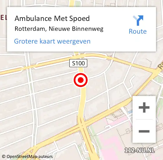 Locatie op kaart van de 112 melding: Ambulance Met Spoed Naar Rotterdam, Nieuwe Binnenweg op 23 maart 2018 19:23