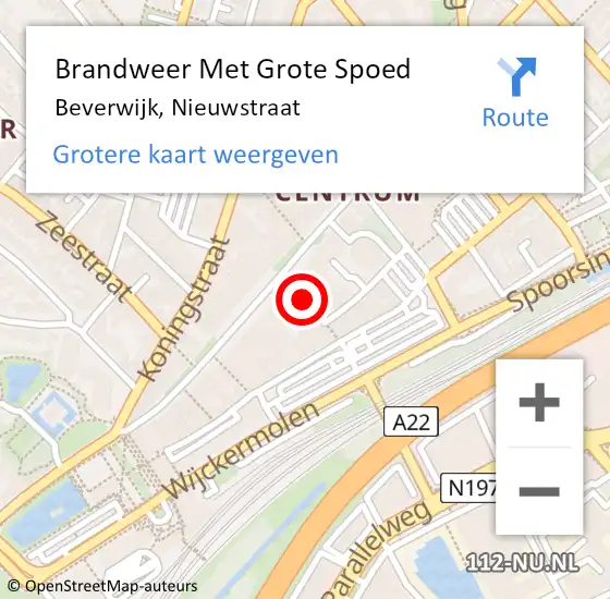Locatie op kaart van de 112 melding: Brandweer Met Grote Spoed Naar Beverwijk, Nieuwstraat op 23 maart 2018 20:05