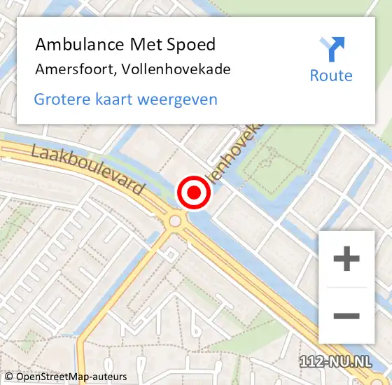 Locatie op kaart van de 112 melding: Ambulance Met Spoed Naar Amersfoort, Vollenhovekade op 23 maart 2018 20:15