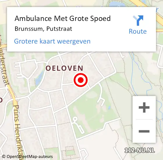 Locatie op kaart van de 112 melding: Ambulance Met Grote Spoed Naar Brunssum, Putstraat op 20 februari 2014 04:21