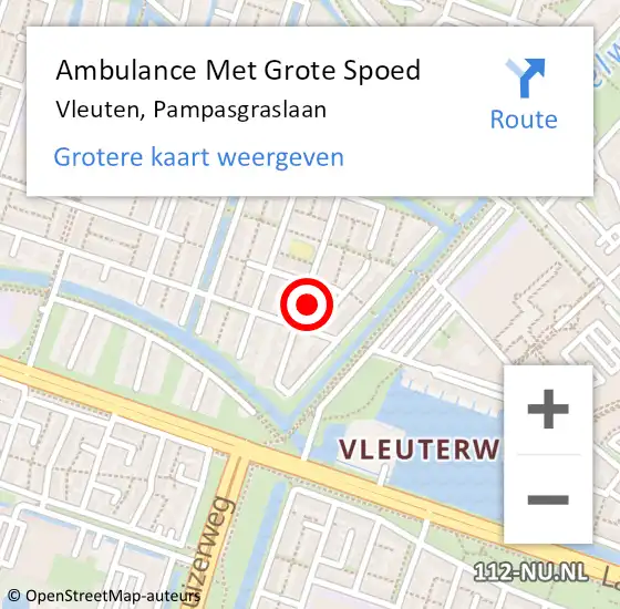 Locatie op kaart van de 112 melding: Ambulance Met Grote Spoed Naar Vleuten, Pampasgraslaan op 23 maart 2018 20:30