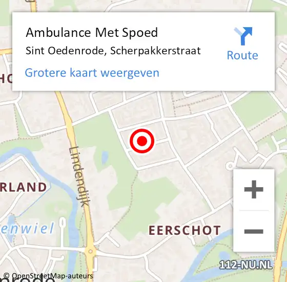 Locatie op kaart van de 112 melding: Ambulance Met Spoed Naar Sint Oedenrode, Scherpakkerstraat op 23 maart 2018 20:53
