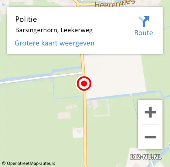 Locatie op kaart van de 112 melding: Politie Barsingerhorn, Leekerweg op 23 maart 2018 20:58