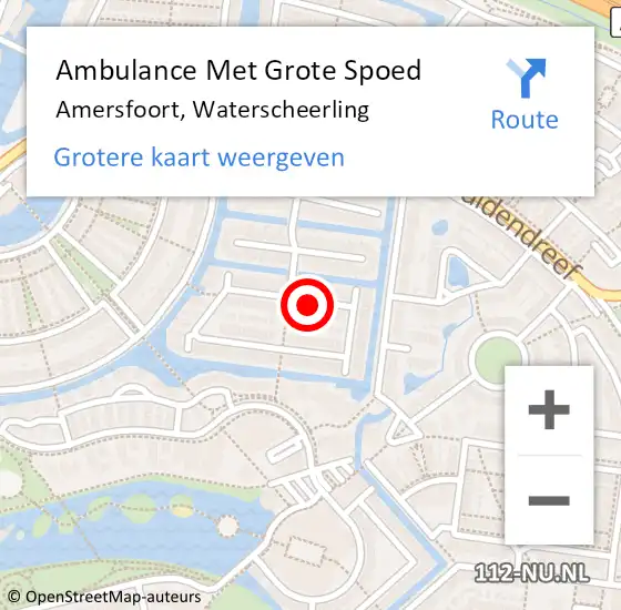 Locatie op kaart van de 112 melding: Ambulance Met Grote Spoed Naar Amersfoort, Waterscheerling op 23 maart 2018 21:11