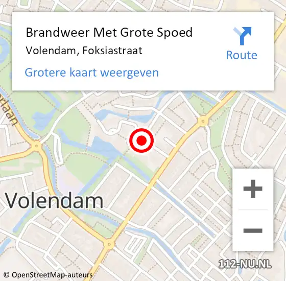 Locatie op kaart van de 112 melding: Brandweer Met Grote Spoed Naar Volendam, Foksiastraat op 23 maart 2018 22:15