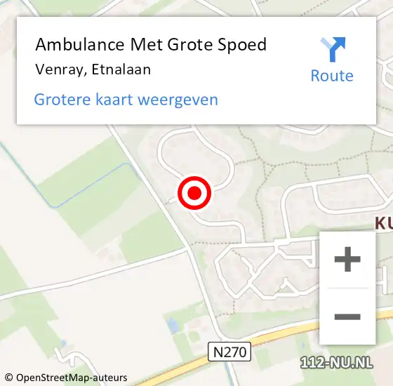 Locatie op kaart van de 112 melding: Ambulance Met Grote Spoed Naar Venray, Etnalaan op 20 februari 2014 05:20