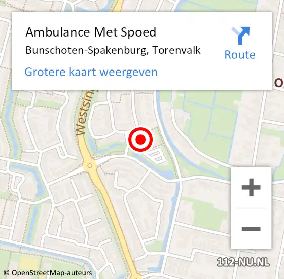 Locatie op kaart van de 112 melding: Ambulance Met Spoed Naar Bunschoten-Spakenburg, Torenvalk op 23 maart 2018 23:08