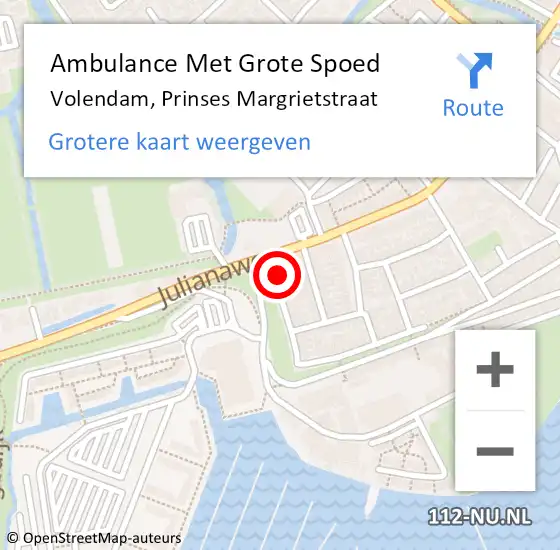 Locatie op kaart van de 112 melding: Ambulance Met Grote Spoed Naar Volendam, Prinses Margrietstraat op 23 maart 2018 23:23