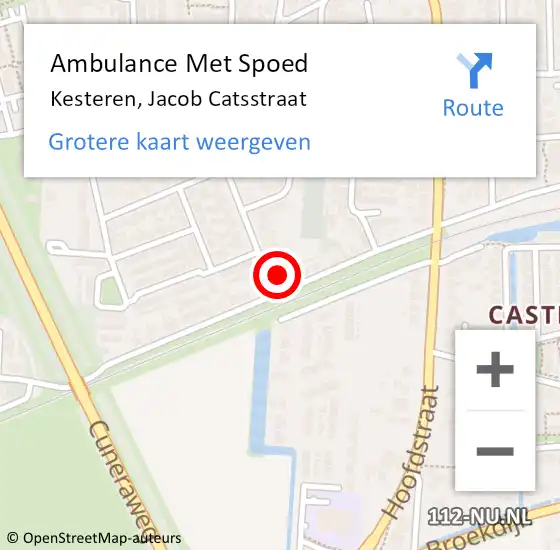 Locatie op kaart van de 112 melding: Ambulance Met Spoed Naar Kesteren, Jacob Catsstraat op 23 maart 2018 23:30