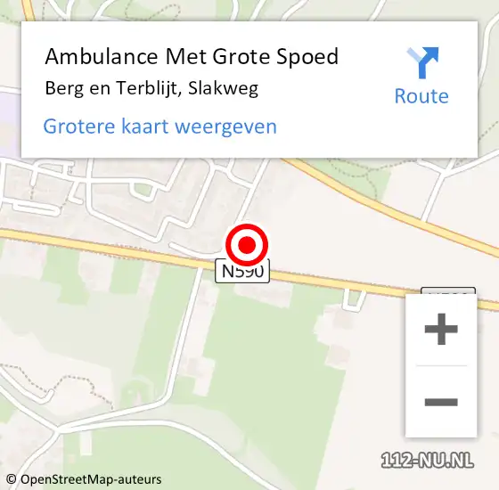 Locatie op kaart van de 112 melding: Ambulance Met Grote Spoed Naar Berg en Terblijt, Slakweg op 20 februari 2014 05:34