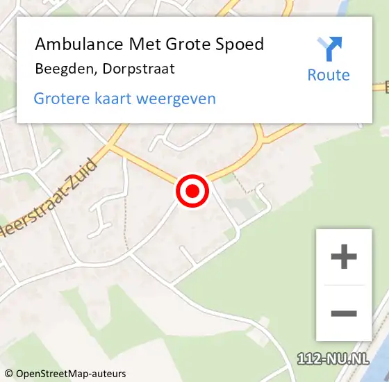 Locatie op kaart van de 112 melding: Ambulance Met Grote Spoed Naar Beegden, Dorpstraat op 23 maart 2018 23:56