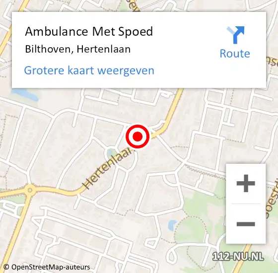 Locatie op kaart van de 112 melding: Ambulance Met Spoed Naar Bilthoven, Hertenlaan op 24 maart 2018 00:45