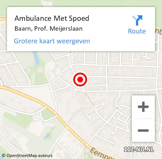 Locatie op kaart van de 112 melding: Ambulance Met Spoed Naar Baarn, Prof. Meijerslaan op 24 maart 2018 00:47