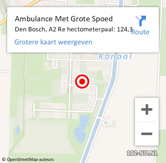 Locatie op kaart van de 112 melding: Ambulance Met Grote Spoed Naar Den Bosch, A2 Re hectometerpaal: 124,3 op 24 maart 2018 02:05