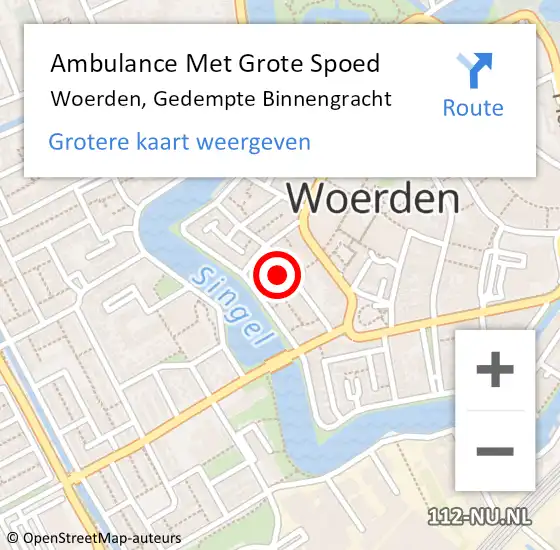 Locatie op kaart van de 112 melding: Ambulance Met Grote Spoed Naar Woerden, Gedempte Binnengracht op 24 maart 2018 05:41