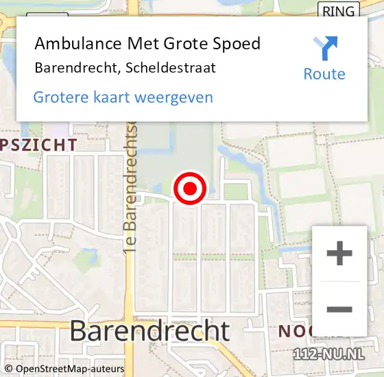 Locatie op kaart van de 112 melding: Ambulance Met Grote Spoed Naar Barendrecht, Scheldestraat op 24 maart 2018 07:02