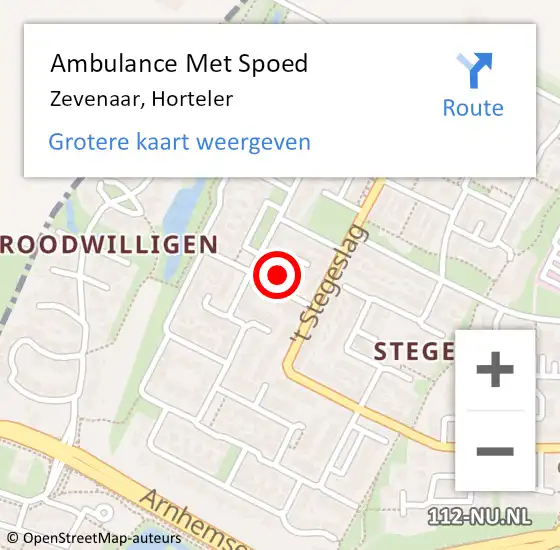 Locatie op kaart van de 112 melding: Ambulance Met Spoed Naar Zevenaar, Horteler op 24 maart 2018 09:23