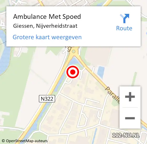 Locatie op kaart van de 112 melding: Ambulance Met Spoed Naar Giessen, Nijverheidstraat op 24 maart 2018 09:51