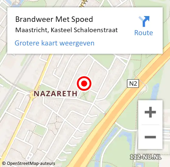 Locatie op kaart van de 112 melding: Brandweer Met Spoed Naar Maastricht, Kasteel Schaloenstraat op 24 maart 2018 10:09