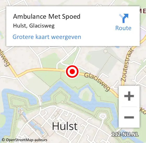 Locatie op kaart van de 112 melding: Ambulance Met Spoed Naar Hulst, Glacisweg op 24 maart 2018 10:27