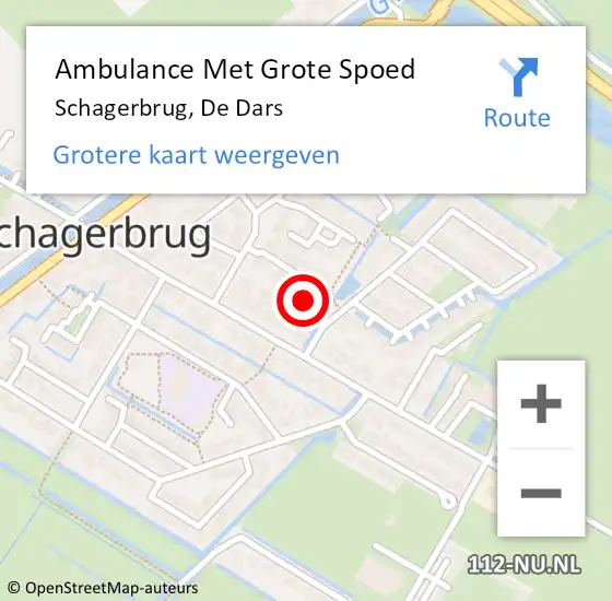 Locatie op kaart van de 112 melding: Ambulance Met Grote Spoed Naar Schagerbrug, De Dars op 24 maart 2018 10:49