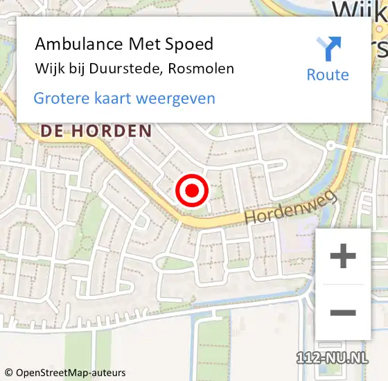 Locatie op kaart van de 112 melding: Ambulance Met Spoed Naar Wijk bij Duurstede, Rosmolen op 24 maart 2018 10:53