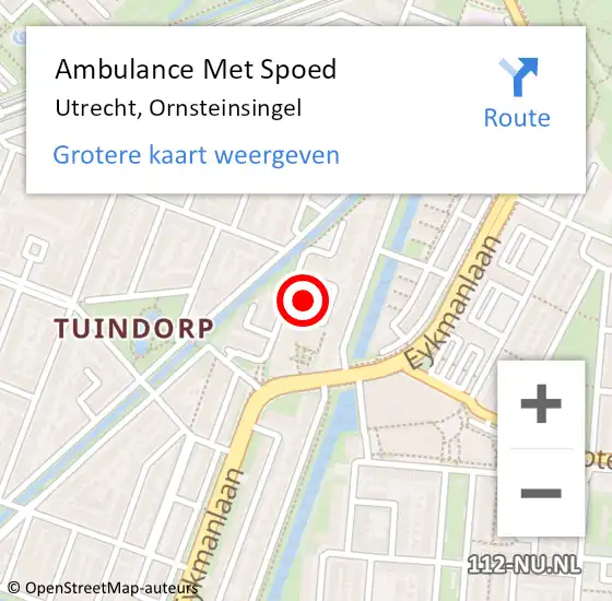 Locatie op kaart van de 112 melding: Ambulance Met Spoed Naar Utrecht, Ornsteinsingel op 24 maart 2018 10:57