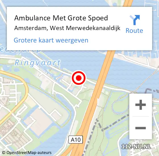 Locatie op kaart van de 112 melding: Ambulance Met Grote Spoed Naar Amsterdam, West Merwedekanaaldijk op 24 maart 2018 11:31