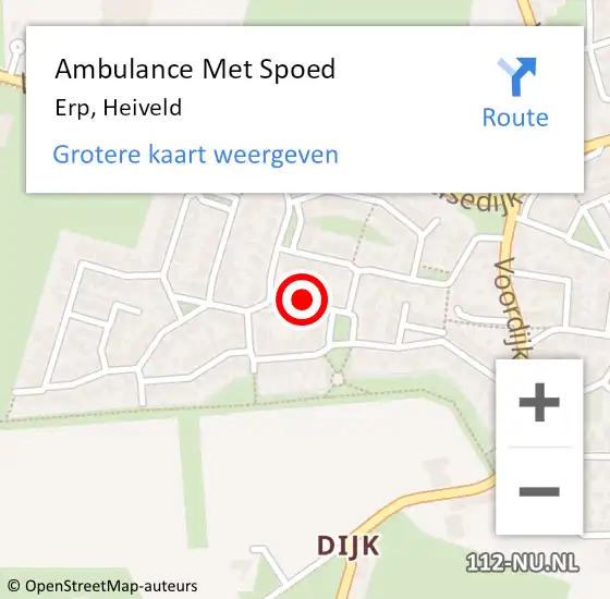 Locatie op kaart van de 112 melding: Ambulance Met Spoed Naar Erp, Heiveld op 24 maart 2018 11:58