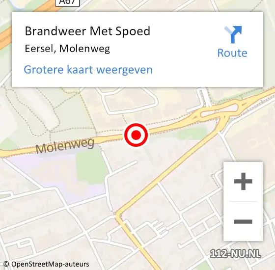 Locatie op kaart van de 112 melding: Brandweer Met Spoed Naar Eersel, Molenweg op 24 maart 2018 13:25