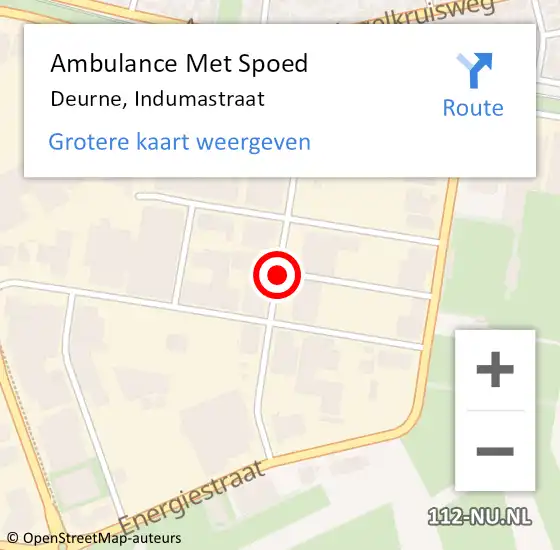 Locatie op kaart van de 112 melding: Ambulance Met Spoed Naar Deurne, Indumastraat op 24 maart 2018 14:01