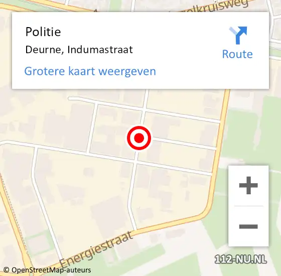 Locatie op kaart van de 112 melding: Politie Deurne, Indumastraat op 24 maart 2018 14:03