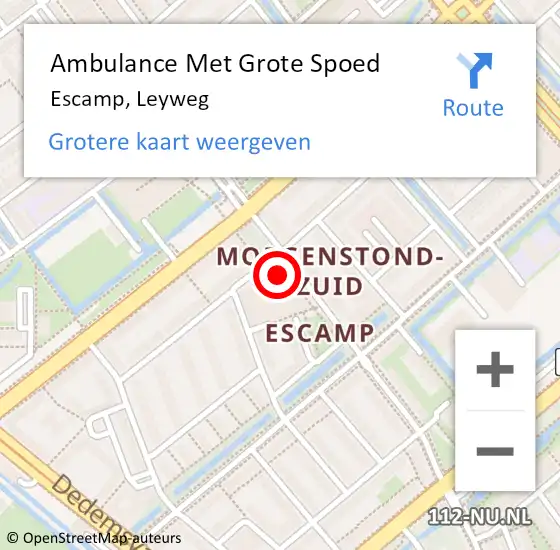 Locatie op kaart van de 112 melding: Ambulance Met Grote Spoed Naar Escamp, Leyweg op 20 februari 2014 07:58