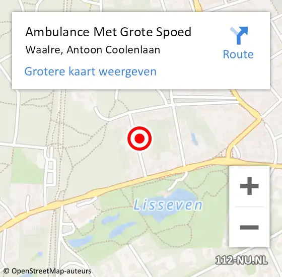 Locatie op kaart van de 112 melding: Ambulance Met Grote Spoed Naar Waalre, Antoon Coolenlaan op 24 maart 2018 14:57