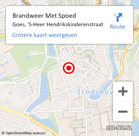 Locatie op kaart van de 112 melding: Brandweer Met Spoed Naar Goes, 'S-Heer Hendrikskinderenstraat op 24 maart 2018 15:00